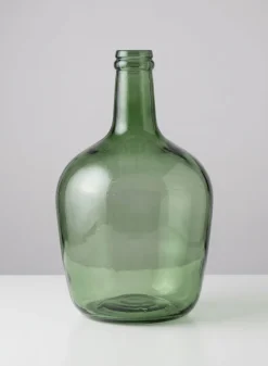 12in Tall Green Glass Bottle Vase