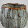 4.5in Tall Grey Glazed Leif Ceramic Cachepot