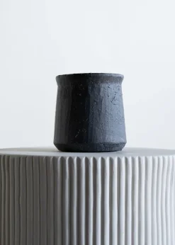 5in Tall Hagi Black Terrazo Ceramic Planter