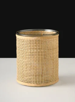 6in Tall Haiphong Cane Weaved Glass Cylinder