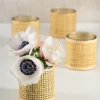 3in Tall Haiphong Cane Weaved Glass Cylinder, Set of 4