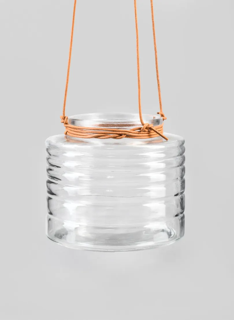 5in Tall Hanging Rippled Glass Vase