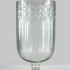 15in Tall Harem Cut Work Hurricane Glass Vase