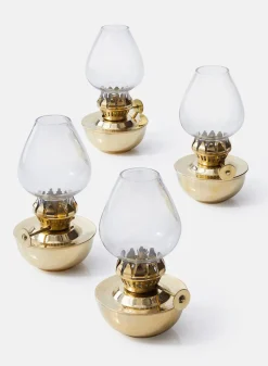 4.5in Tall Heritage Brass Oil Lamp, Mini, Set of 4