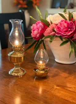 4.5in Tall Heritage Brass Oil Lamp, Mini, Set of 4