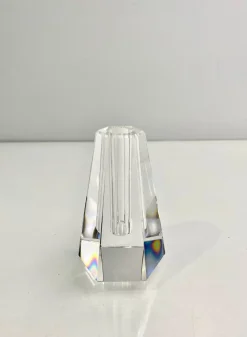 4in Tall Hexagon Tapered Crystal Glass Vase
