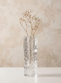 8in Tall Ice Block Deco Glass Vase