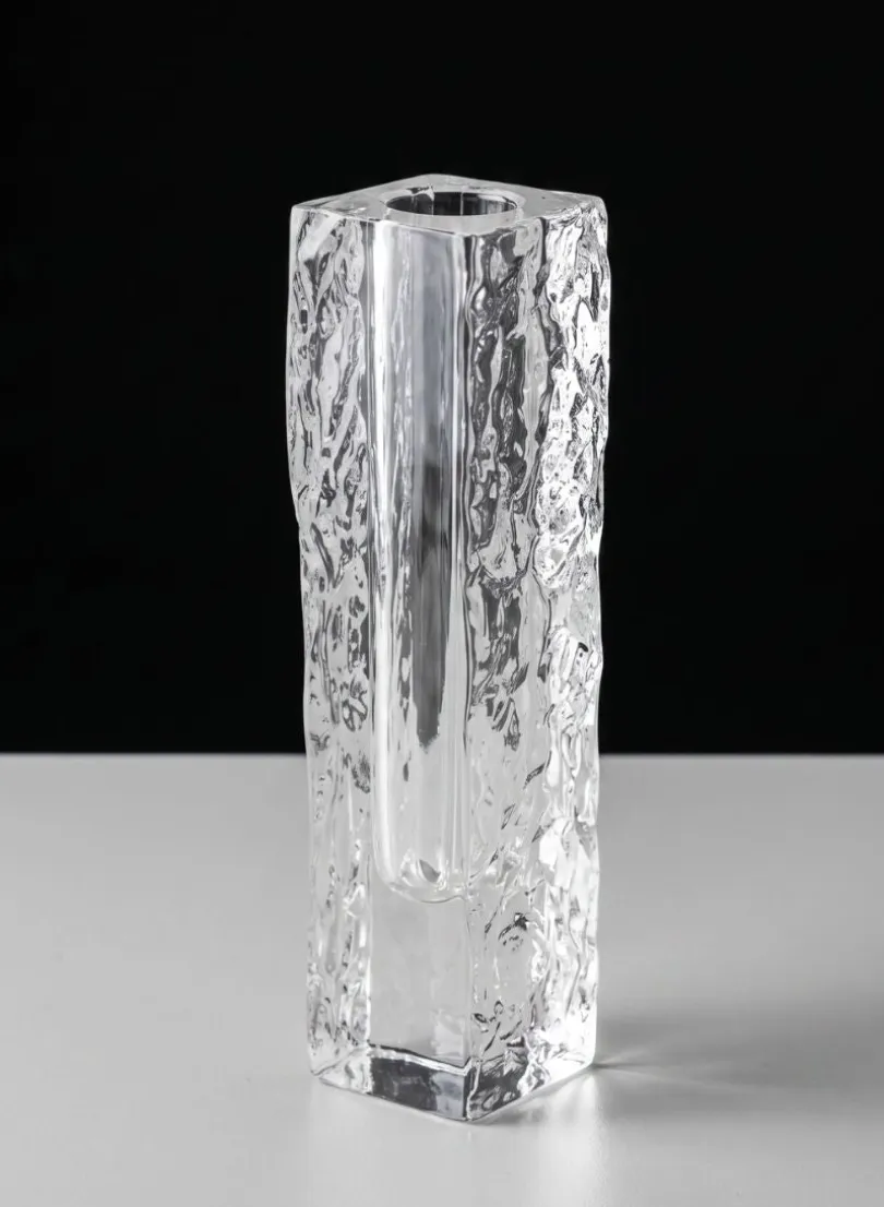 8in Tall Ice Block Deco Glass Vase