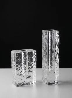 8in Tall Ice Block Deco Glass Vase