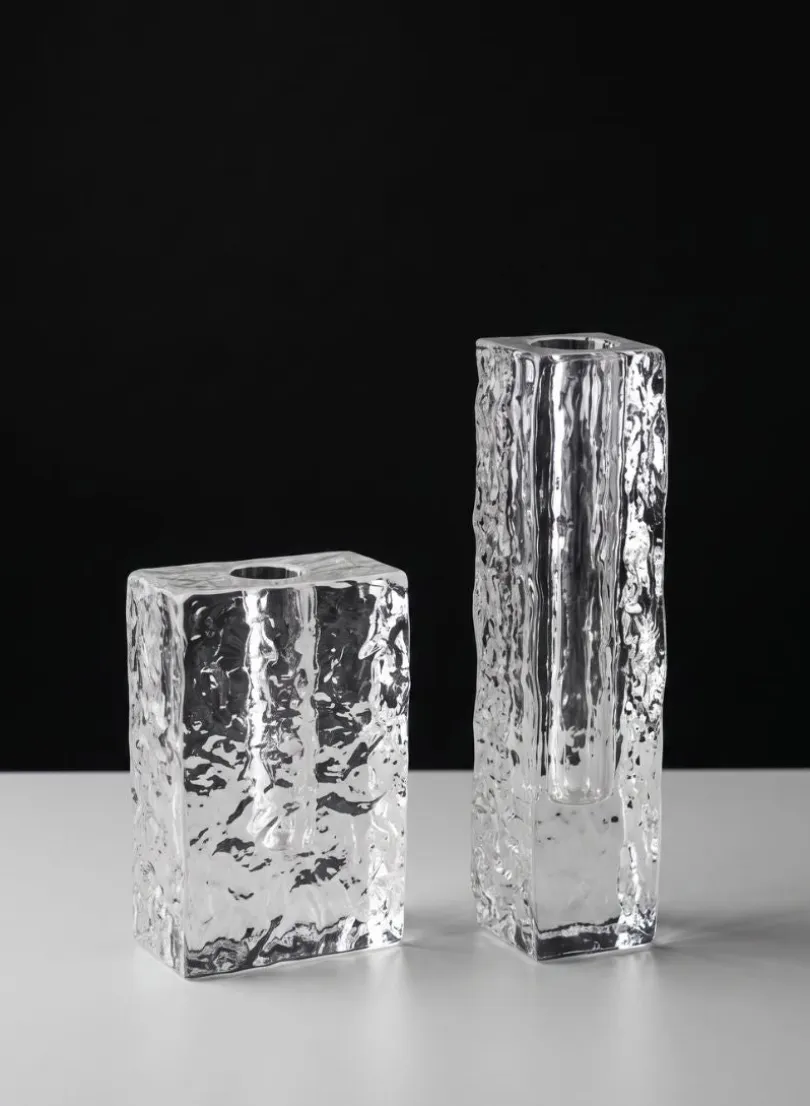 8in Tall Ice Block Deco Glass Vase