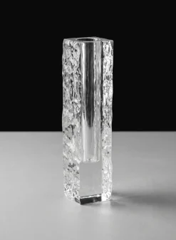 8in Tall Ice Block Deco Glass Vase