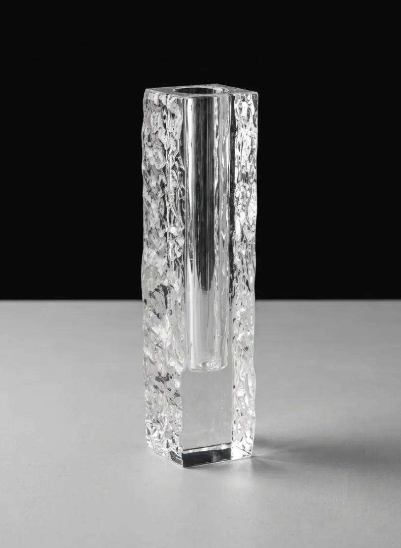 8in Tall Ice Block Deco Glass Vase