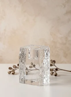2.75in Tall Ice Block Taper Glass Holder