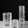 5in Tall Ice Rectangle Block Deco Glass Vase