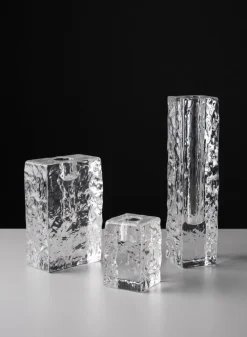 5in Tall Ice Rectangle Block Deco Glass Vase