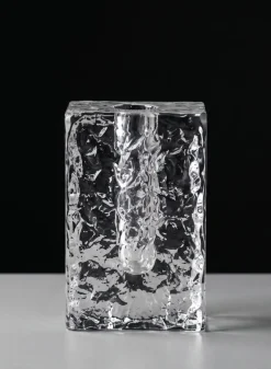5in Tall Ice Rectangle Block Deco Glass Vase