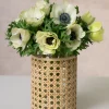 7in Tall Indochine Cane Weaved Glass Cylinder