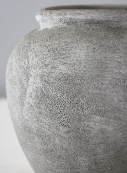 7in Tall Iquitos Venetian Grey Ceramic Jar Vase