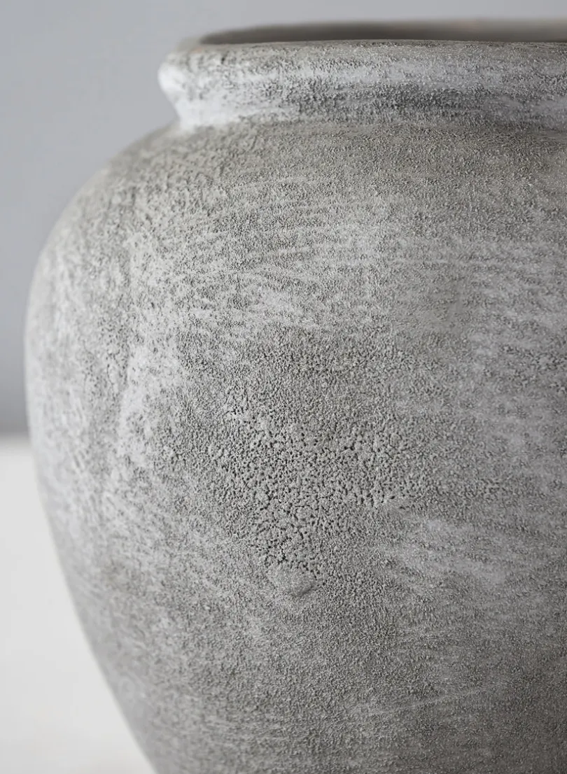 7in Tall Iquitos Venetian Grey Ceramic Jar Vase