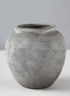 7in Tall Iquitos Venetian Grey Ceramic Jar Vase