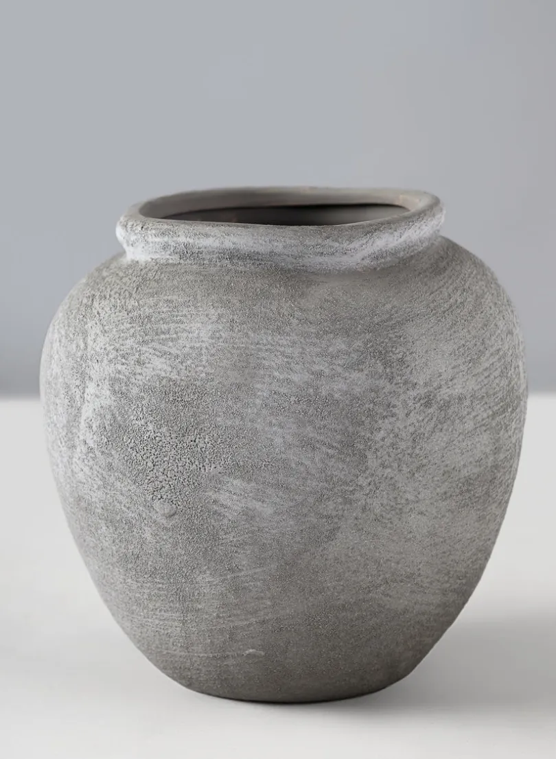 7in Tall Iquitos Venetian Grey Ceramic Jar Vase