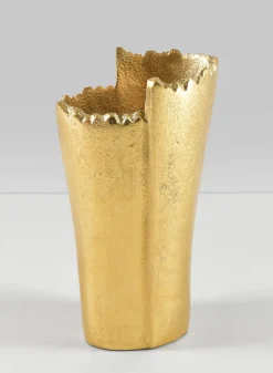 7in Tall Iris Aluminum Gold Vase