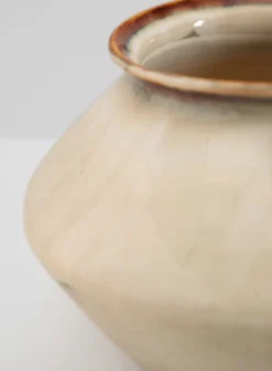 6.5in Tall Ivory Glaze Kaneshon Low Bowl Ceramic Vase