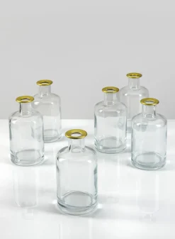 5.25in Tall Jolie Gold Rim Glass Bud Vase, Set of 6