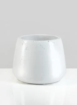 6.5in Tall Krater Aged White Artisan Pot