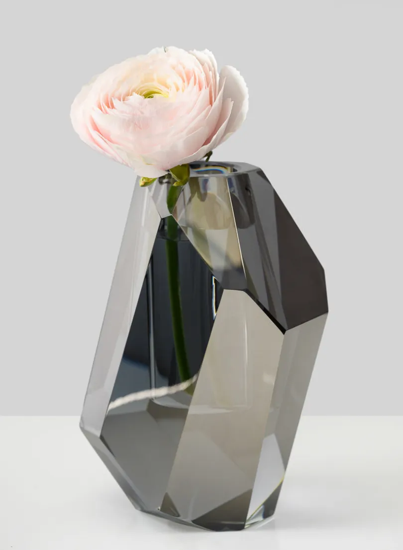 6in Tall Krustallos Luxe Chiseled Crystal Glass Vase