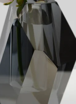 6in Tall Krustallos Luxe Chiseled Crystal Glass Vase