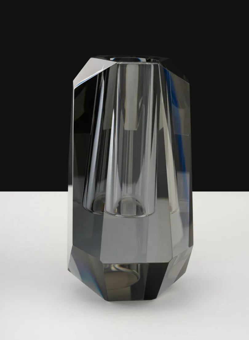 6in Tall Krustallos Luxe Chiseled Crystal Glass Vase
