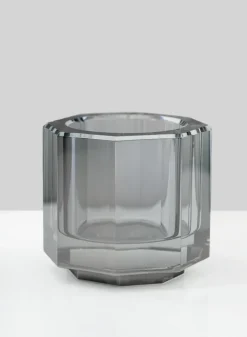 2.75in Tall Krustallos Luxe Smoke Gray Tealight Crystal Glass Holder