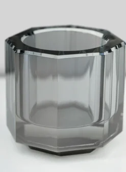 2.75in Tall Krustallos Luxe Smoke Gray Tealight Crystal Glass Holder