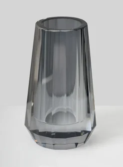 4in Tall Krustallos Luxe Smoke Grey Crystal Glass Vase, Mini