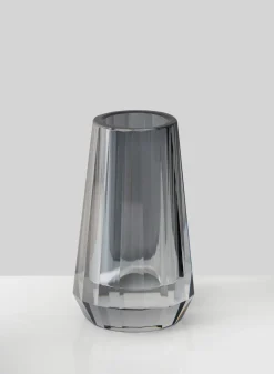 4in Tall Krustallos Luxe Smoke Grey Crystal Glass Vase, Mini