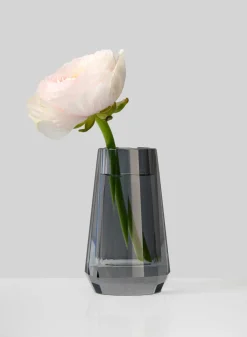 4in Tall Krustallos Luxe Smoke Grey Crystal Glass Vase, Mini