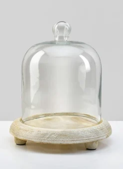 9.25in Tall La Boheme Glass Cloche with Wood Base