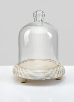 7.5in Tall La Boheme Glass Cloche with Wood Base
