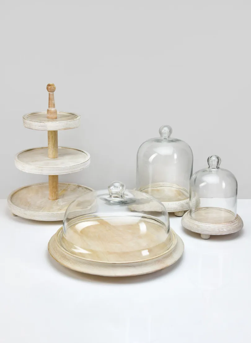 7.5in Tall La Boheme Glass Cloche with Wood Base