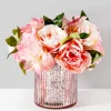 6in Tall La Fete en Rose Vintage Pink Ribbed Glass Cylinder
