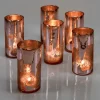 4in Tall La Fete en Rose Vintage Pink Glass Cylinder, Set of 6