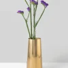 9in Tall Le Mans Gold Faceted Stainless Steel Vase