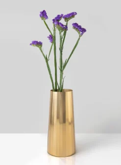 9in Tall Le Mans Gold Faceted Stainless Steel Vase