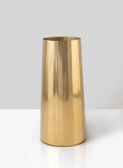 9in Tall Le Mans Gold Faceted Stainless Steel Vase