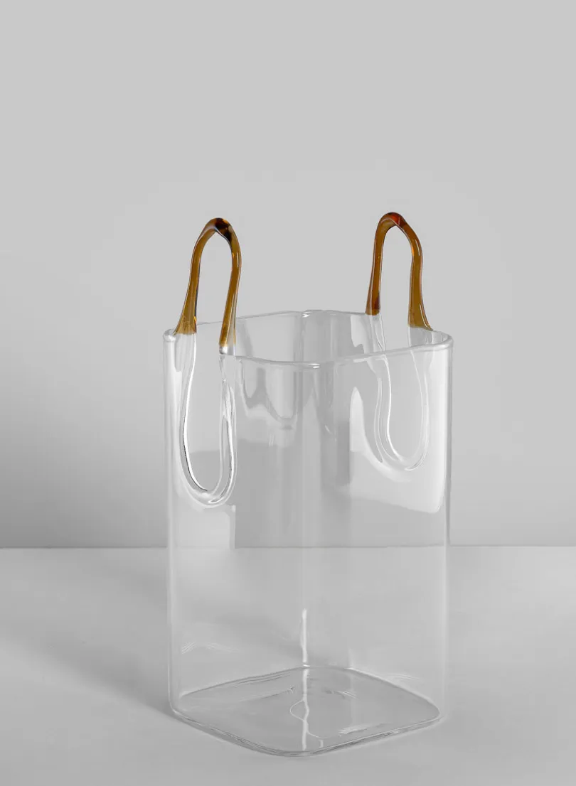 6.5in Tall Le Sac Bag Glass Vase, Mini