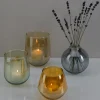 4.25in Tall Malaga Brown Luster Glass Holder, Set of 2