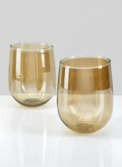 4.25in Tall Malaga Brown Luster Glass Holder, Set of 2