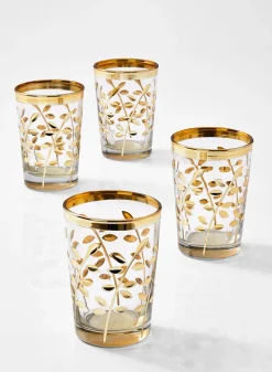 3.5in Tall Marrakesh Gold Glass Votive Holder, Set of 4