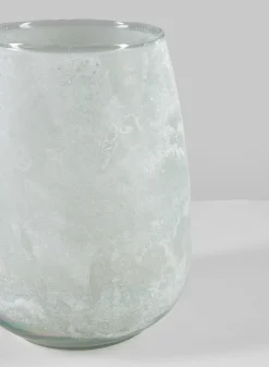 6.25in Tall Mashtal Luster White Frost Washed Artisan Glass Holder